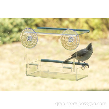 Removable Seed Tray, Strong Suction Cups acrylic Window Bird Feeder
